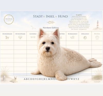 Stadt Insel Hund - Nordsee-Edition (Spiel zum Ausdrucken)