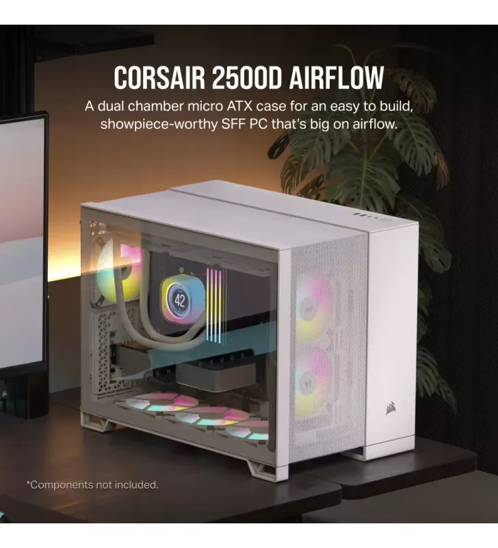 CORSAIR 2500D AIRFLOW Micro ATX Dual Chamber PC Case - White