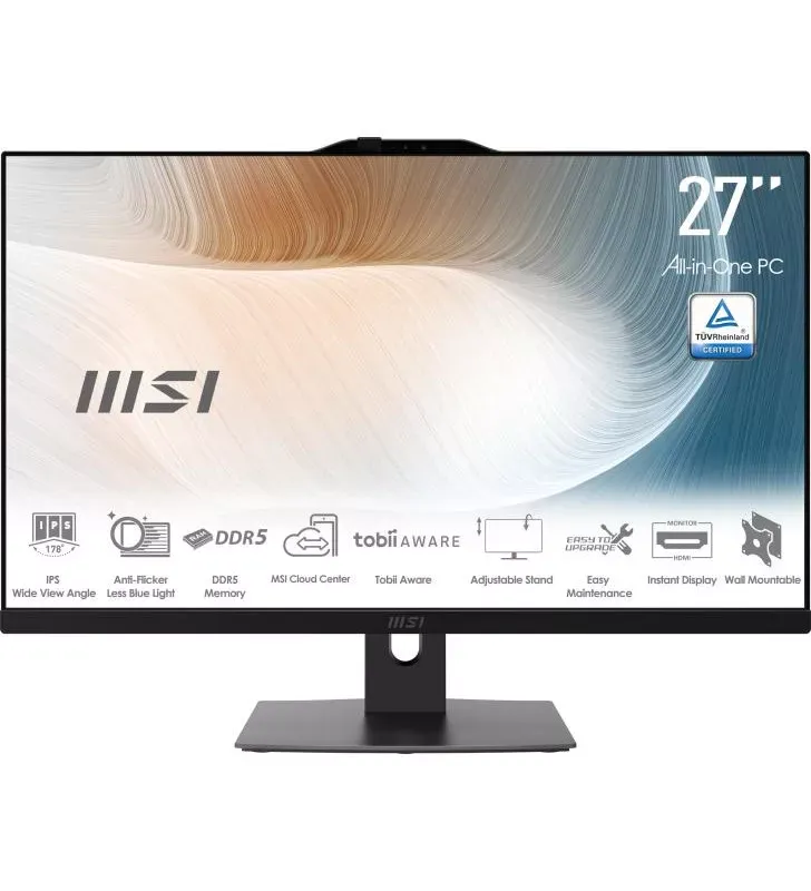 MSI Modern AM272P 1M-814FR Intel Core 7 150U 68,6 cm (27&quot;) 1920 x 1080 pixels PC All-in-One 16 Go DDR5-SDRAM 1 To SSD Windows 11 Pro Wi-Fi 6E (802.11ax) Noir