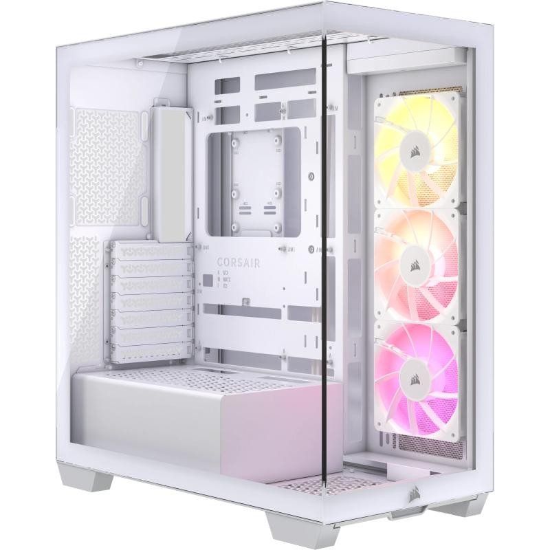 CORSAIR 3500X ARGB Boîtier PC ATX Mid-Tower – Verre Trempé Panoramique - Connexion Inversée Compatible avec La Carte Mère – 3X Ventilateurs CORSAIR RS120 ARGB Inclus – Blanc
