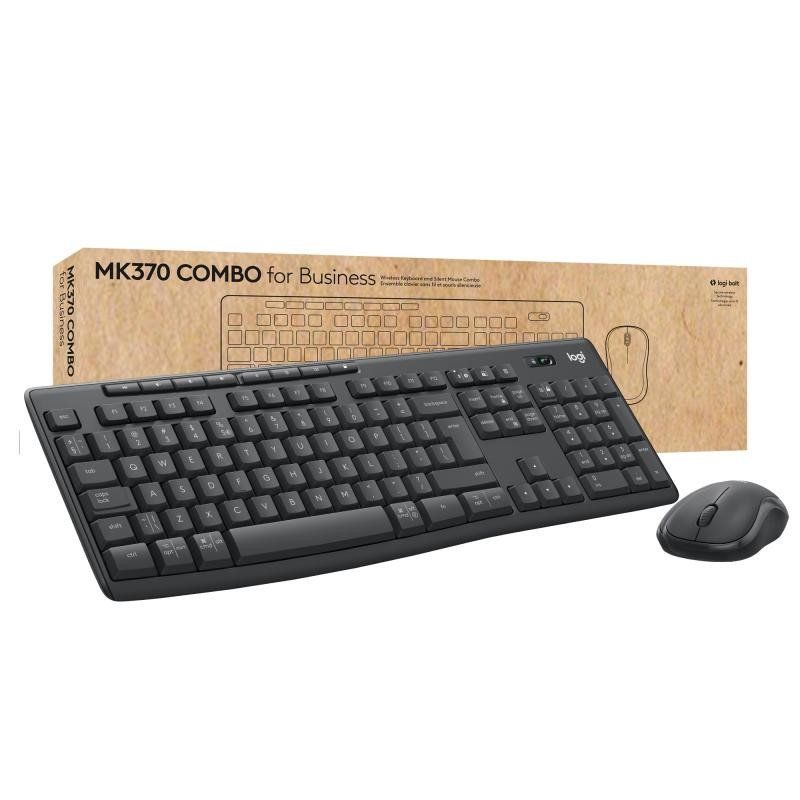 Logitech MK370 Combo for Business, Clavier sans Fil Taille Standard et Souris sans Fil, Récepteur USB Logi Bolt Sécurisé, Bluetooth, Windows/Mac/Chrome, Linux, Clavier Français AZERTY - Gris