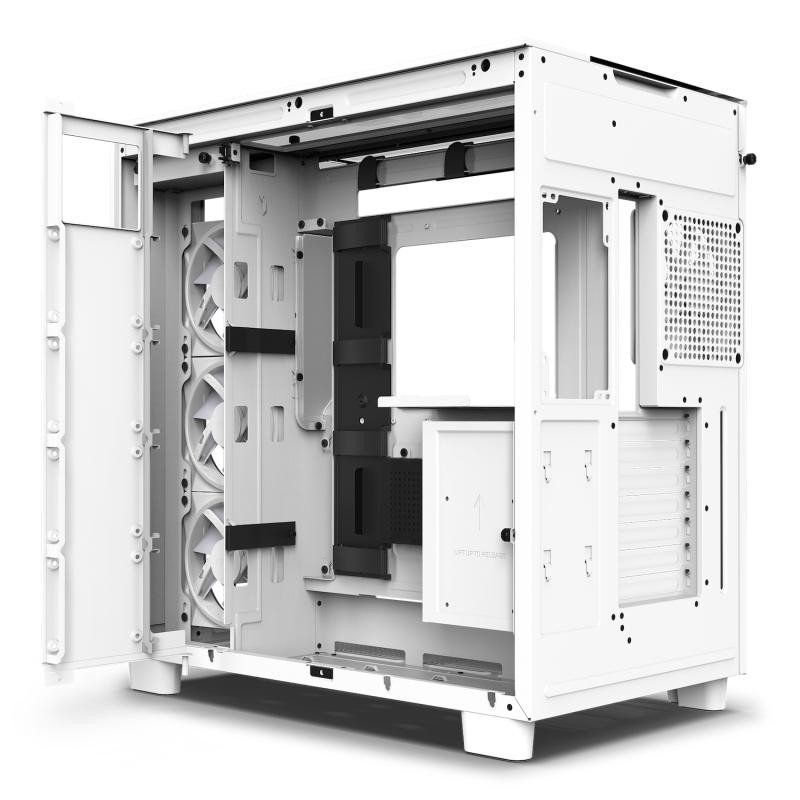 NZXT H9 Elite blanc - CM-H91EW-01 - Boîtier Gaming moyen-tour ATX double chambre - Comprend 3 ventilateurs F120 RGB Duo avec Contrôleur - Panneaux supérieur, avant et latéral en verre trempé