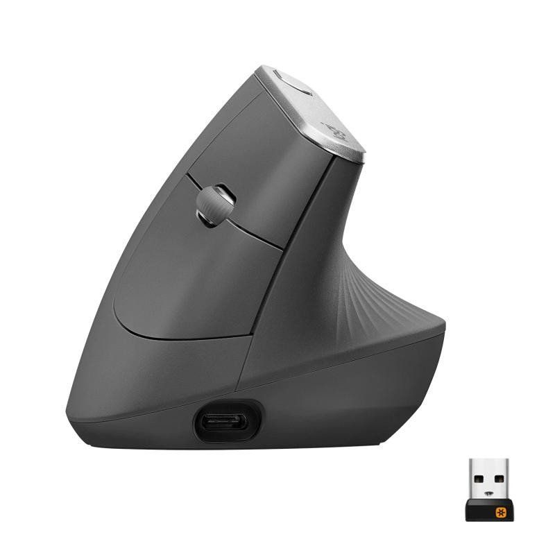 Logitech MX Vertical Souris sans Fil Ergonomique, Multi-Dispositifs, Bluetooth ou 2,4 GHz avec Récepteur USB Unifying, Suivi Optique 4000 PPP, 4 Boutons,Portable/PC/Mac/iPad OS - Gris