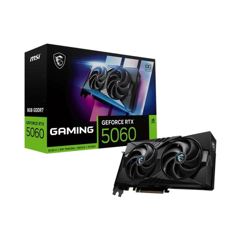 MSI NVIDIA GeForce RTX 5060 8G Gaming OC Carte Graphique Gaming GDDR7 128 Bits, Fréquence Boost jusqu&#39;à 2625 MHz, PCIe Gen 5, DLSS 4, DP 2.1 x 3, HDMI 2.1 x 1, ATX