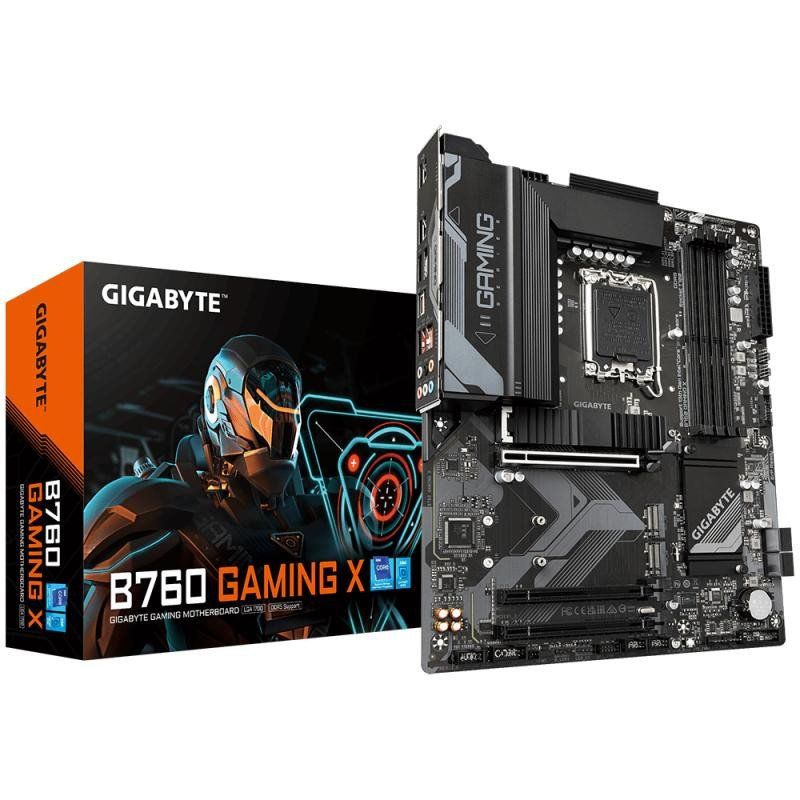 GIGABYTE B760 GAMING X Carte Mère - Compatible avec les processeurs Intel Core 14e génération, VRM numérique 8+1+1 phases, jusqu&#39;à 7600MHz DDR5 (OC), 3x PCIe 4.0 M.2, 2.5GbE LAN, USB 3.2 Gen 2