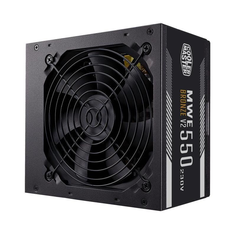 Cooler Master MWE 550 Bronze 230V V2, Bloc Alimentation PC 80 PLUS Bronze, Ventilateur HDB Sensible à la Température, Circuit DC-DC + LLC avec Rail Simple +12V, Non Modulaire, Prise EU, Garantie 5 ans