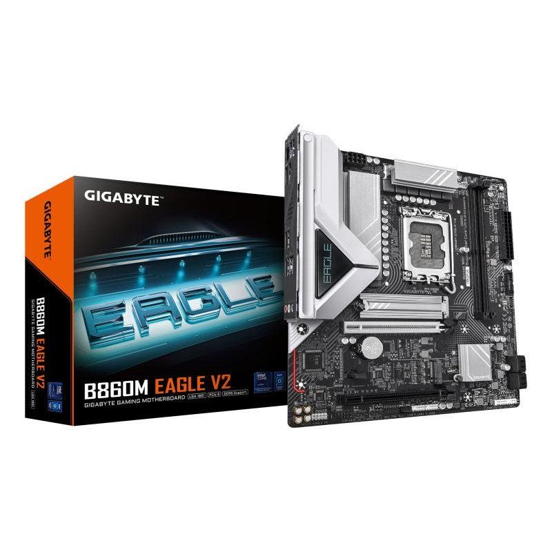 GIGABYTE B860M Eagle V2 Carte mère - Processeurs Intel Core Ultra Series, VRM 6+1+2 Phases, jusqu&#39;à 9066 MHz DDR5, 1x M.2 PCIe 5.0 + 1x M.2 PCIe 4.0, LAN 2.5 GbE, USB 3.2 Gen 1