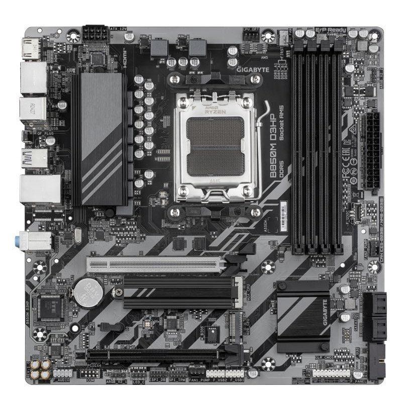 GIGABYTE B850M D3HP Carte Mère - Processeurs AMD Ryzen Série 9000, 5+2+2 Phases VRM numériques, jusqu&#39;à 8200MHz DDR5 (OC), 1xPCIe 5.0 + 1xPCIe 4.0 M.2, LAN GbE, USB 3.2 Gen 2