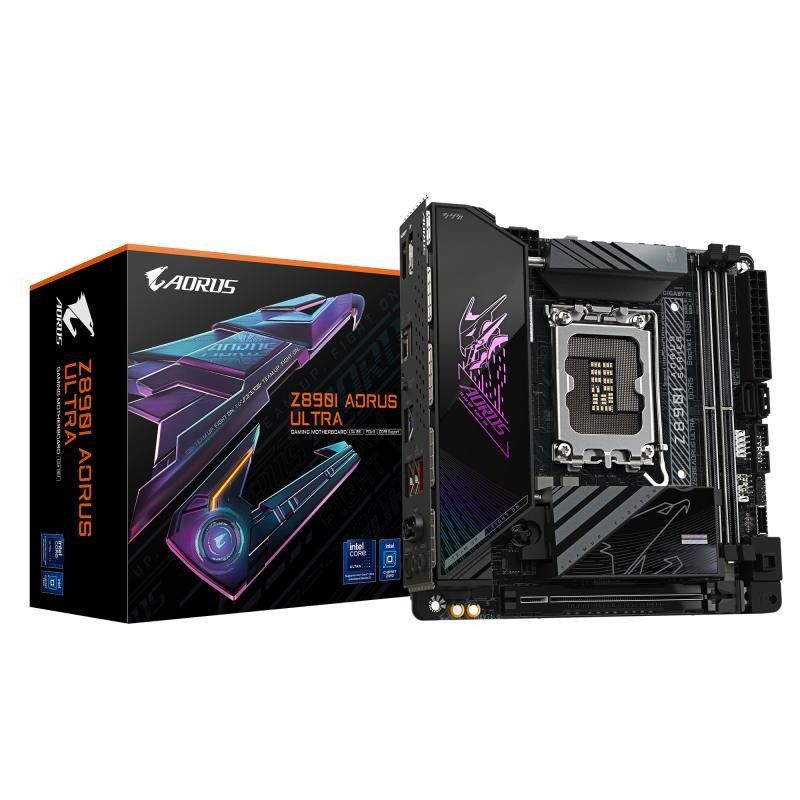 GIGABYTE Carte mère Z890I AORUS Ultra - Prend en Charge Les processeurs Intel Core Ultra (série 2), 8+1+2 Phases VRM, jusqu&#39;à 8800MHz DDR5 (OC), 1xPCIe 5.0 + 1xPCIe 4.0, Wi-FI 7, LAN 2.5GbE