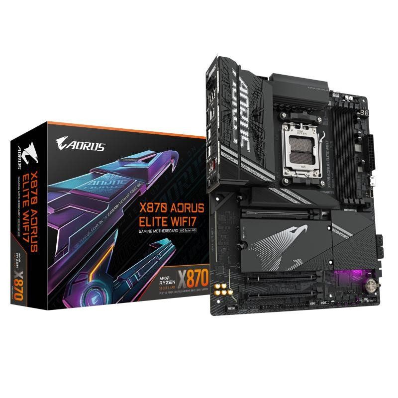 GIGABYTE Carte mère X870 A Elite WIFI7 - Prend en Charge Les processeurs AMD Ryzen 9000, VRM 16+2+2 Phases, jusqu&#39;à 8000MHz DDR5 (OC), 3xPCIe 5.0, Wi-FI 7, LAN 2.5GbE, USB 4
