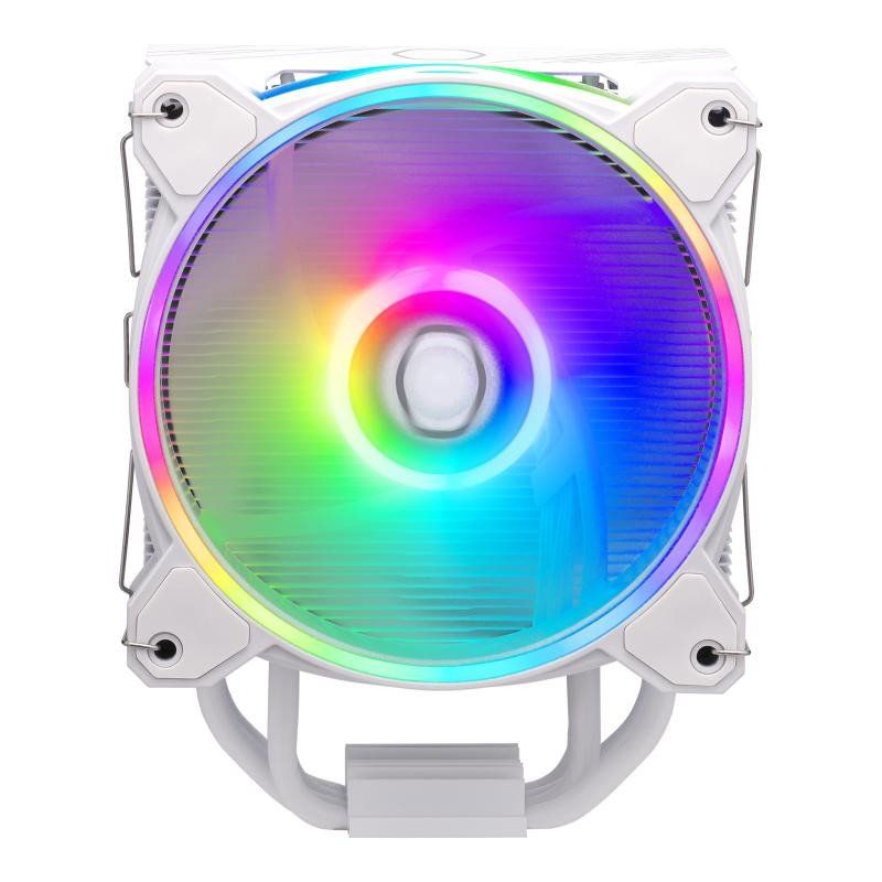 Cooler Master Hyper 212 Halo Refroidisseur CPU, Ventirad Totalement Blanc avec Finition Aluminium, 4 x Caloducs à Contact Direct Continu, Ventilateur MF120 Halo2 ARGB, Bracket LGA1700 &amp; AM5 - Blanc