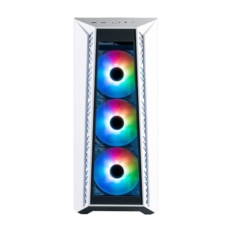 Cooler Master MasterBox 520 - Boîtier PC Moyen Tour Chassis ATX, 4 x Ventilateurs Préinstallés, Plusieurs Configuration du Flux d&#39;air, Panneau Avant &amp; Latéral Verre Trempé, Contrôleur ARGB - Blanc