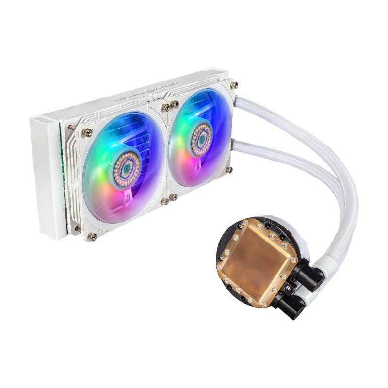 Cooler Master MasterLiquid PL240 Flux White Edition Refroidisseur Liquide pour CPU, Système Watercooling AIO, 2 Ventilateurs 120mm, Radiateur 240mm, Contrôleur RGB Gen2 Inclus, Compatible AMD &amp; Intel