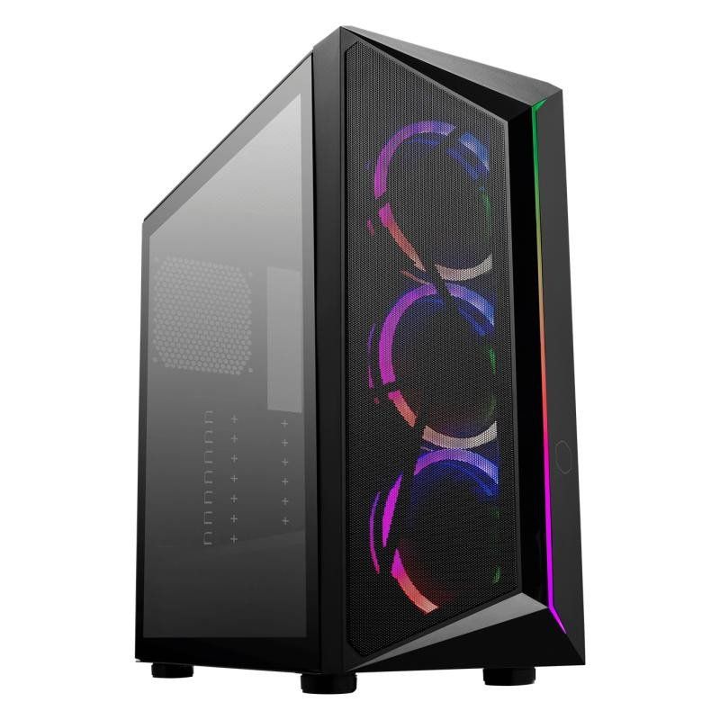 Cooler Master CMP 510 Boîtier PC - Châssis Moyen Tour avec Bande ARGB, Façade Avant Mesh, 3 x Ventilateurs ARGB 120mm, Panneau Latéral Verre Trempé, Refroidissement Polyvalent, Cage PSU Ventilée