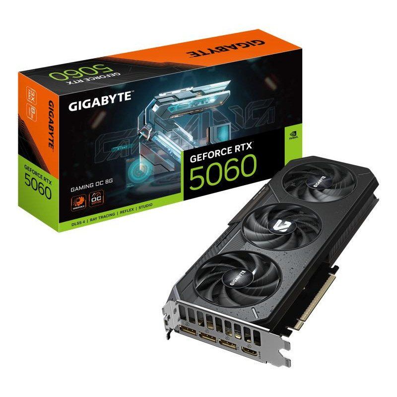 Gigabyte GeForce RTX 5060 Gaming OC 8G Carte Graphique - 8GB GDDR7, 128bit, PCI-E 5.0, 2595 MHz Fréquence du cœur, 3 x DisplayPort, 1 x HDMI, GV-N5060GAMING OC-8GD