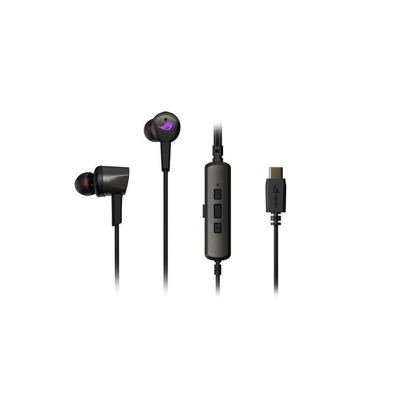 ASUS ROG Cetra II - Écouteurs gaming intra-auriculaires ROG Cetra II avec suppression du bruit, transducteurs en caoutchouc de silicone liquide, connecteur USB-C compatible avec PC, Nintendo Switch