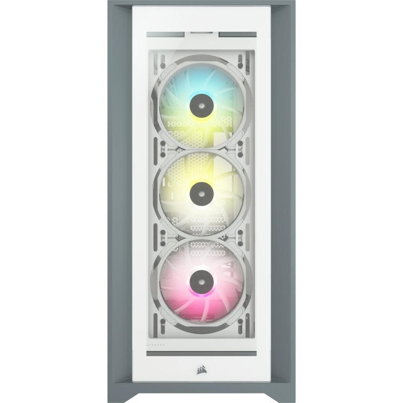 Corsair iCUE 5000X RGB Moyen-Tour Connecté en Verre Trempé Boîtier (Quatre Panneaux , Système de Câbles RapidRoute, Trois Ventilateurs de 120 mm Inclus, Éclairage Intelligent) Blanc