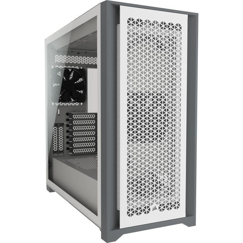 Corsair 5000D Airflow Moyen-Tour en Verre Trempé Boîtier (Panneau Avant à Flux d’air Élevé, Système de Câbles, Deux Ventilateurs de 120 mm Inclus, Mère avec Supports pour Ventilateur) Blanc