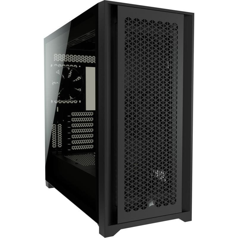 Corsair 5000D Airflow Moyen-Tour en Verre Trempé Boîtier (Panneau Avant à Flux d’air Élevé, Système de Câbles RapidRoute, Deux Ventilateurs de 120 mm Inclus, Mère avec Supports) Noir