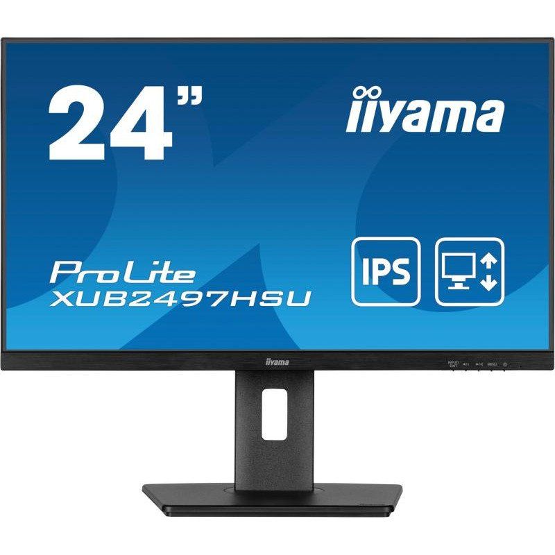 iiyama XUB2497HSU-B2 Lunette Mince IPS 24&quot;, 100 Hz, 1 ms (MPRT), 1920 x 1080, HDMI/DP, 2 x USB, Support réglable en Hauteur, TCO09 et TUV-GS, Garantie 5 Ans