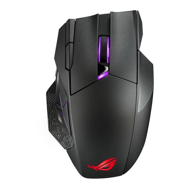 ASUS ROG Spatha X - Souris gaming sans fil (base de chargement magnétique, 12 boutons programmables, 19000 DPI, socket Push-Fit exclusif pour switches, Micro Switches, Paracord, Aura Sync RGB)