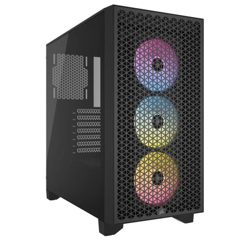 CORSAIR 3000D RGB Airflow Boîtier PC Mid-Tower - 3X AR120 RGB Fans - Support GPU Trois Emplacements - Convient à 8X Ventilateurs 120mm - Design High-Airflow - Noir