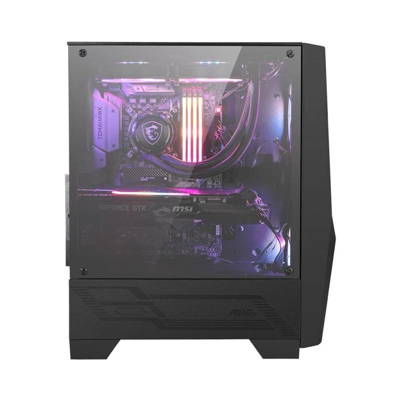MSI MAG FORGE 100R Boîtier PC - ATX, Moyen Tour, Support GPU jusqu&#39;à 330 mm, ventilateurs ARGB, filtres à poussière magnétiques, verre trempé, Module de contôle ARGB 1-6, USB 3.2 Gen 1 Type-A
