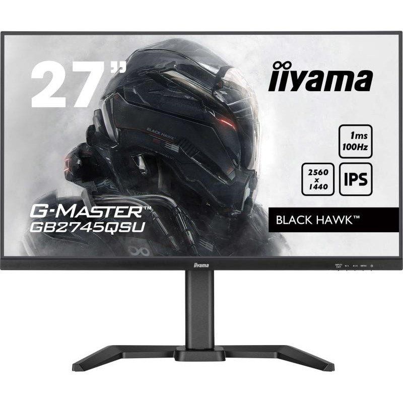 iiyama Ecran, 27&quot; G-Master Black Hawk, IPS, 2560x1440@100Hz, 1ms, 300cd, Haut-parleurs, HDMI, DP,USB, réglable en Hauteur + Pivot, Black Tuner, i-Style Colour, ecran pc Gamer
