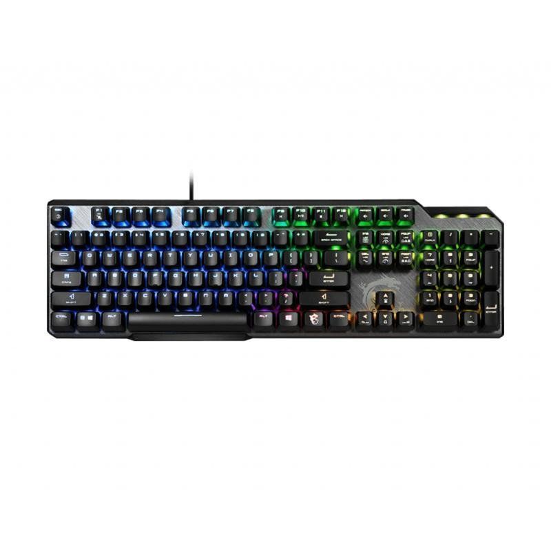 MSI VIGOR GK50 ELITE BW FR Clavier Gaming Mécanique AZERTY FR, Switches Clicky, Ergonomiques, Finition Métal Brossé, Base Antidérapante, RGB par Touche Mystic Light, USB 2.0 -Pleine Taille