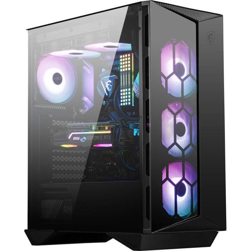 MSI MPG GUNGNIR 110R Boîtier PC, Mid-Tower, USB 3.2 Gen2 Type C, 1 à 6 Cartes de Contrôle ARGB, 2x panneaux en Verre Trempé, ATX, mATX, Mini-ITX&#39;