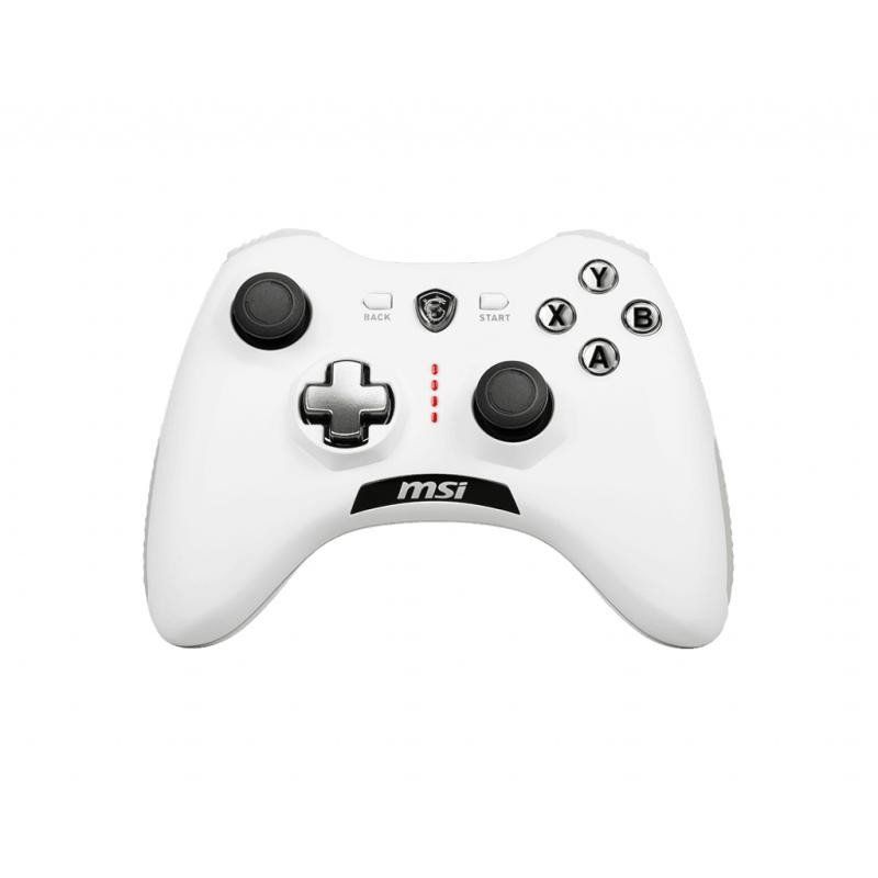 MSI Force GC20 V2 White Manette de Jeu PC et Android, Croix directionnelle Interchangeable, Deux Moteurs de Vibrations, Design Ergonomique S10-04G0020-EC4