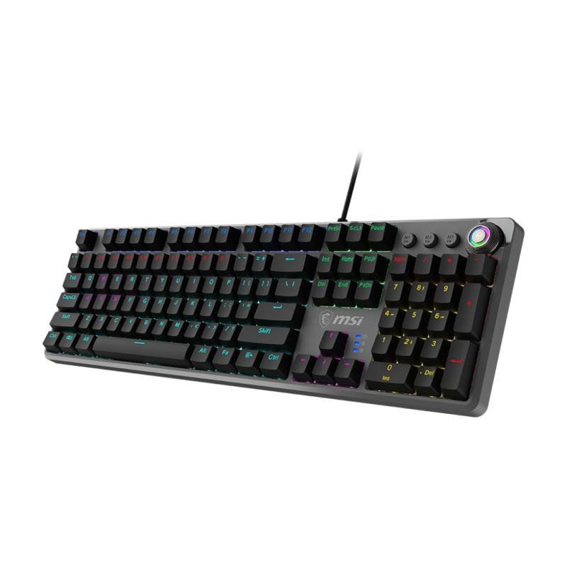 MSI FORGE GK310 Clavier Gaming Mécanique FR - AZERTY, Switches Red (Linéaires) interchangeables, Touches Ergonomiques, LED RGB 20 Modes, Capot magnétique Amovible, USB 2.0 - Pleine Taille