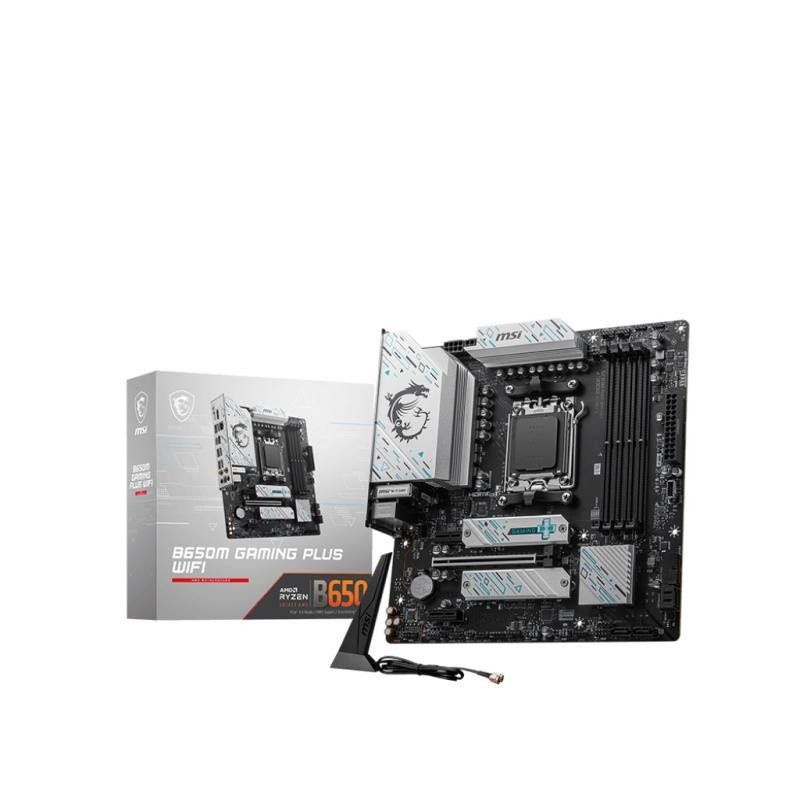 MSI B650M Gaming Plus WiFi Carte-mère, Micro-ATX - Compatible avec Les processeurs AMD Ryzen 9000, 8000 &amp; 7000, AM5 - Mémoire DDR5 jusqu&#39;à 7800+MHz/OC, PCIe 4.0 x16, M.2 Gen4, Wi-FI 6E