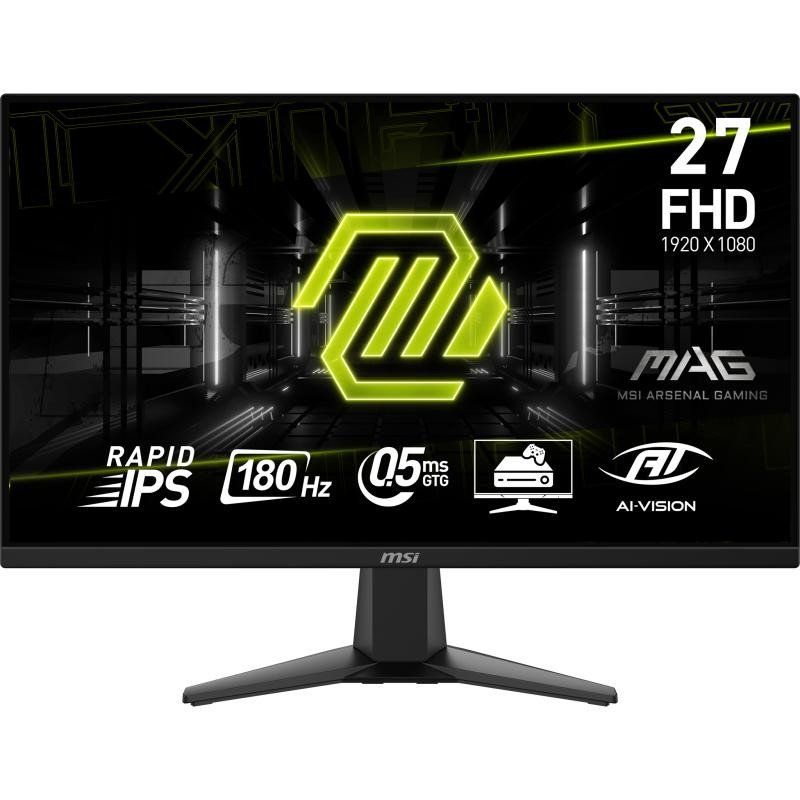 MSI MAG 275F Écran gaming 27&#39;&#39; FHD - Dalle Rapid IPS 1920 x 1080, 180 Hz / 0,5 ms (GtG), HDR Ready, AMD FreeSync™, AI Vision, HDMI™ 2.0b, DP 1.4, design sans bordure, inclinable, compatible VESA, noir