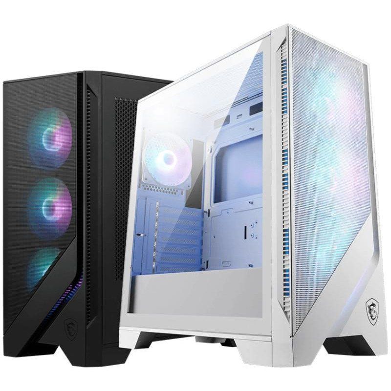 MSI MAG Forge 320R Airflow White Boîtier PC Moyen Tour - ATX, Compatible avec Les RTX 40, Ventilateurs ARGB, filtres à poussière magnétiques, Verre trempé, Hub de contrôle ARGB, USB Type-A 3.2 Gen 1