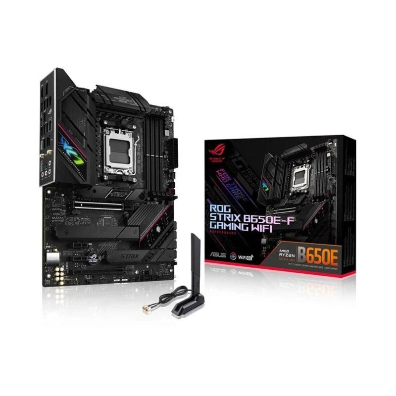 ASUS ROG STRIX B650E-F Gaming Wifi - Carte mère AMD Ryzen AM5 ATX (12 plus 2 phases d&#39;alimentation, DDR5, 3 x M.2, PCIe 5.0, WiFi 6E, 2.5G LAN, USB 3.2 Gen 2x2 Type-C port, Aura Sync RGB)