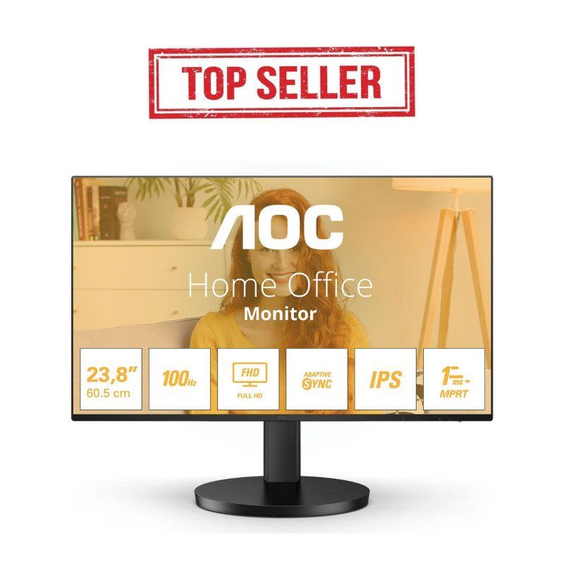 AOC Zoll 24B3CF2-24 Moniteur FHD, haut-parleur, hauteur adj. (1920 x 1080, 100 Hz, HDMI, USB-C (65 W PD), concentrateur USB) noir
