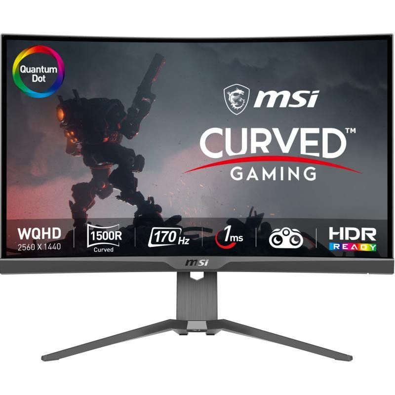 MSI MAG 275CQRF-QD écran gaming incurvé 27&quot; WQHD - Dalle Rapid VA 1000R, 2560x1440, 16:9, 170Hz / 1ms, FreeSync Premium, HDR Ready, Pied Réglable - HDMI 2.0b, DisplayPort 1.2a, USB Type-C, USB 2.0