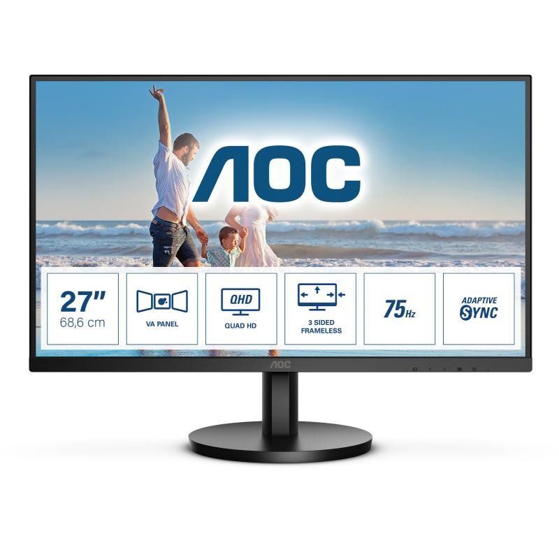 AOC Q27B3MA Moniteur QHD 27&quot;, Haut-Parleur, Adaptive Sync (2560 x 1440, 75 Hz, HDMI, DisplayPort) Noir