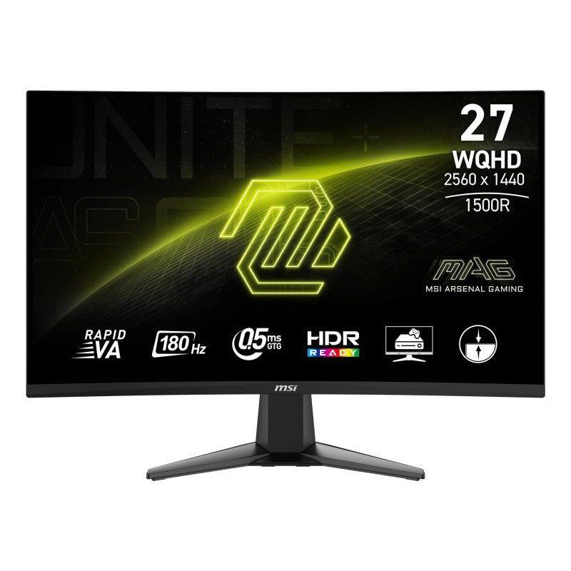 MSI MAG 27CQ6F écran Gaming incurvé FHD de 27&quot; - Dalle Rapid VA 2560 x 1440 1500R, 180 Hz / 0,5ms (GtG, Min.), AMD FreeSync - DP 1.2a, HDMI CEC