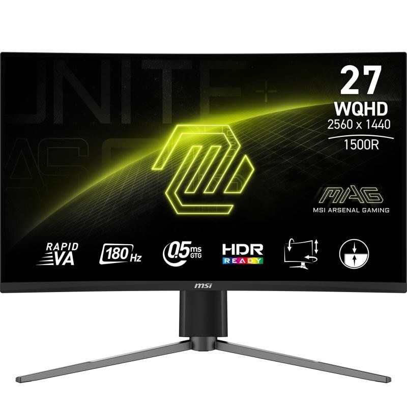 MSI MAG 27CQ6PF Écran Gaming incurvé FHD de 27&quot; - Dalle Rapid VA 2560 x 1440 1500R, 180 Hz / 0,5ms (GtG, Min.), AMD FreeSync - DP 1.2a, HDMI 2.0b CEC