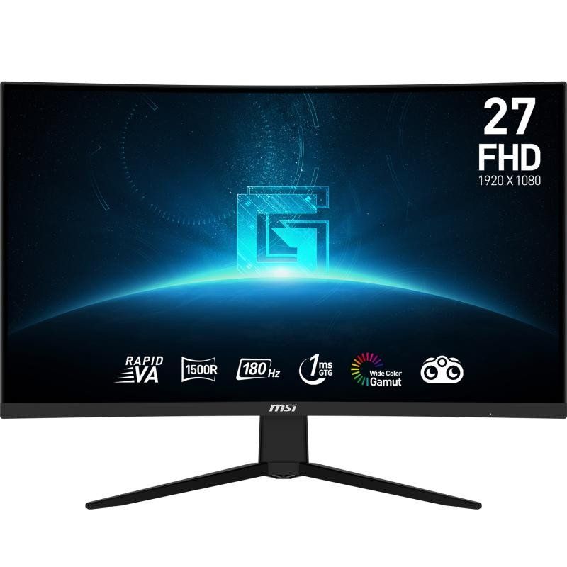 MSI G27C3F Écran gaming incurvé FHD de 27 pouces - dalle Rapid VA 1920 x 1080 1500R, 180 Hz / 1 ms (GtG), Adaptive Sync - DP 1.2a, HDMI 2.0b CEC