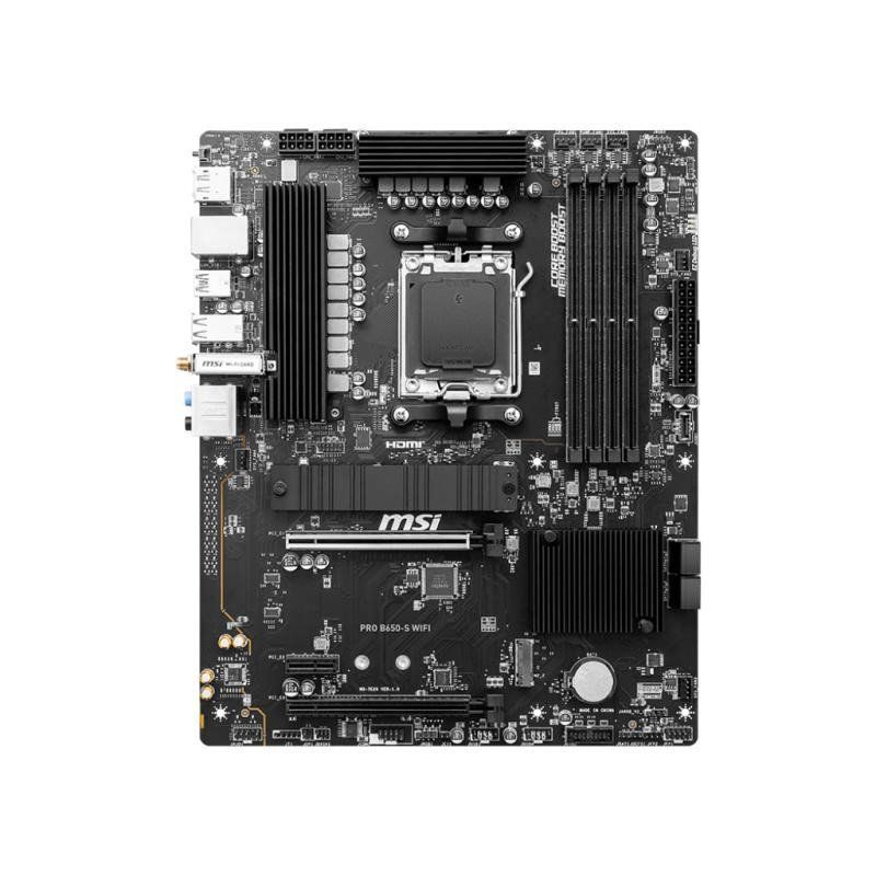 MSI Pro B650-S WiFi Carte mère, ATX - pour Les processeurs AMD Ryzen 9000, 8000 &amp; 7000, AM5 - DDR5 Memory Boost 6000+MHz/OC, 2 x PCIe 4.0 x16, 2 x M.2 Gen4, Wi-FI 6E