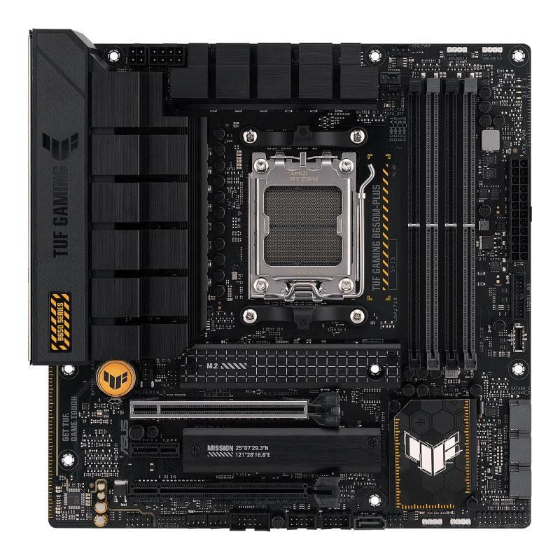 ASUS TUF GAMING B650M-PLUS – Carte mère gaming AMD Ryzen AM5 Micro-ATX (14 phases d&#39;alimentation, PCIe 5.0 M.2 support, DDR5, 2.5 Gb Ethernet, USB4, Aura Sync RGB)