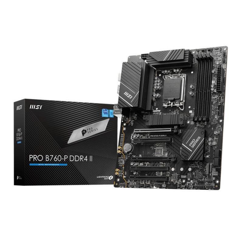 MSI PRO B760-P DDR4 II Carte Mère, Micro-ATX - Pour Processeurs Intel Core 14e, 13e &amp; 12e Génération, LGA 1700 - DDR4 Memory Boost 5333+MHz/OC, Slots PCIe 4.0 x16, M.2 Gen4, 2,5G LAN