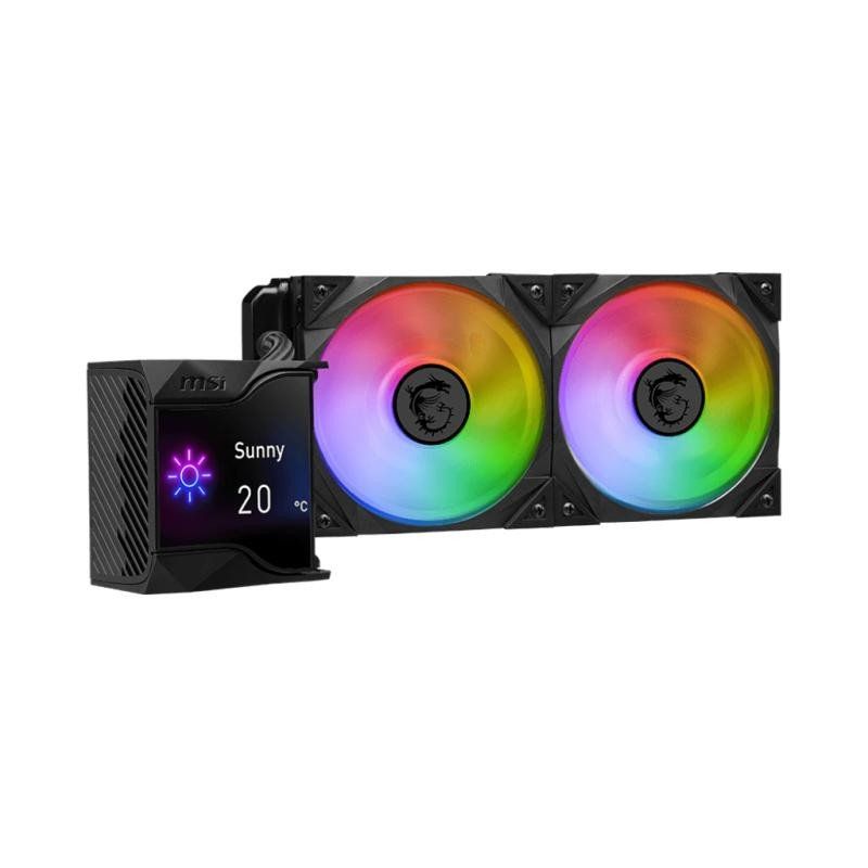 MSI Processeur à refroidissement liquide MPG CORELIQUID D240 60 mm, 2 ventilateurs ARGB 120 mm, tube anti-évaporation, refroidissement GI - Compatible avec les sockets AMD et Intel