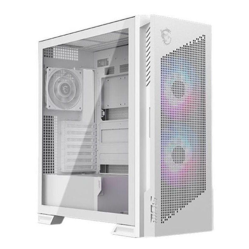 MSI MPG Velox 300R Airflow PZ White Boîtier PC Gaming Moyen Tour, Ventilateur Double Couche 160 mm, fonctionnalités EZ-DIY, Compatible radiateurs de 360 mm et Cartes mères ATX à connecteurs arrière