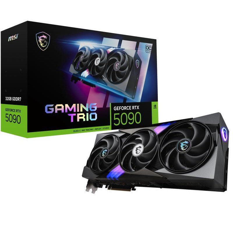 MSI NVIDIA GeForce RTX 5090 32G Gaming Trio OC Carte Graphique - 32 Go GDDR7 (28 GB/s, 256-bit), PCIe 5.0, TRI FROZR 4 (3 x Ventilateurs STORMFORCE), RGB - HDMI 2.1b, DisplayPort 2.1b