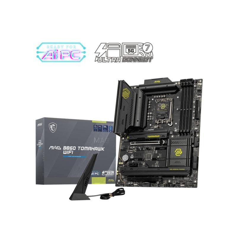 MSI MAG B860 Tomahawk WiFi Carte mère, ATX - pour processeurs Intel Core Ultra (série 2), LGA 1851 - Mémoire DDR5 (9200+MT/s OC), 1x PCIe 5.0, 1 x M.2 Gen5, 5G LAN, Wi-FI 7