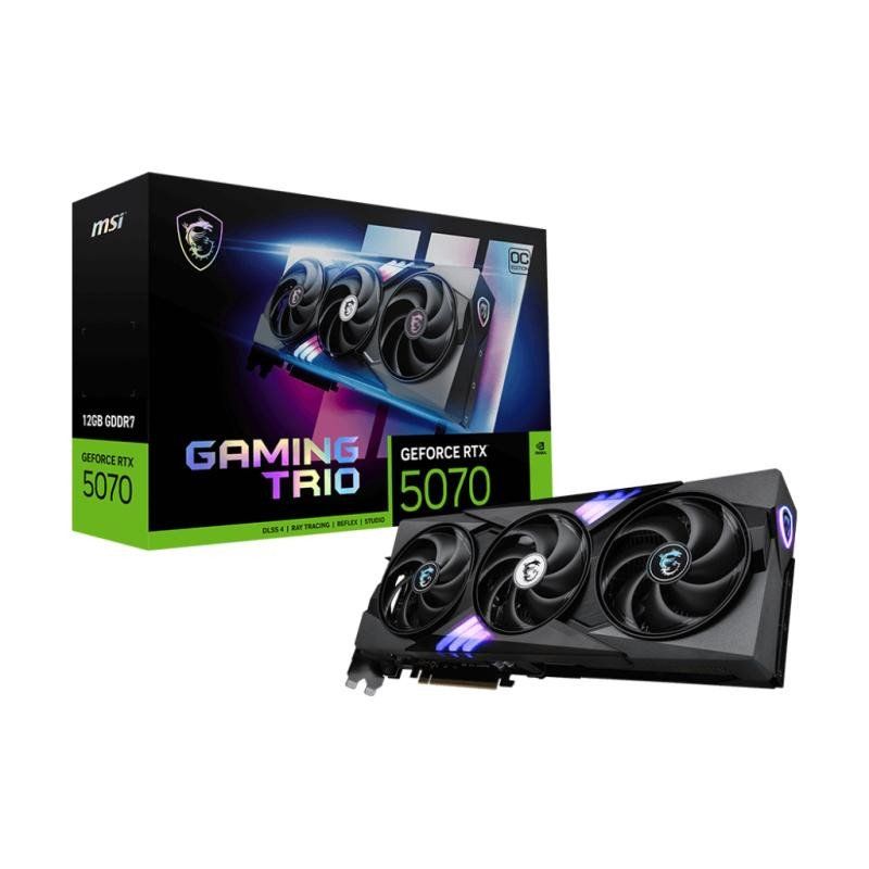 MSI NVIDIA GeForce RTX 5070 12G Gaming Trio OC Carte Graphique - 12 Go GDDR7 (28 GB/s, 192-bit), PCIe 5.0 - TRI FROZR 4 (3 x Ventilateurs STORMFORCE) - RGB - HDMI 2.1b, DisplayPort 2.1b